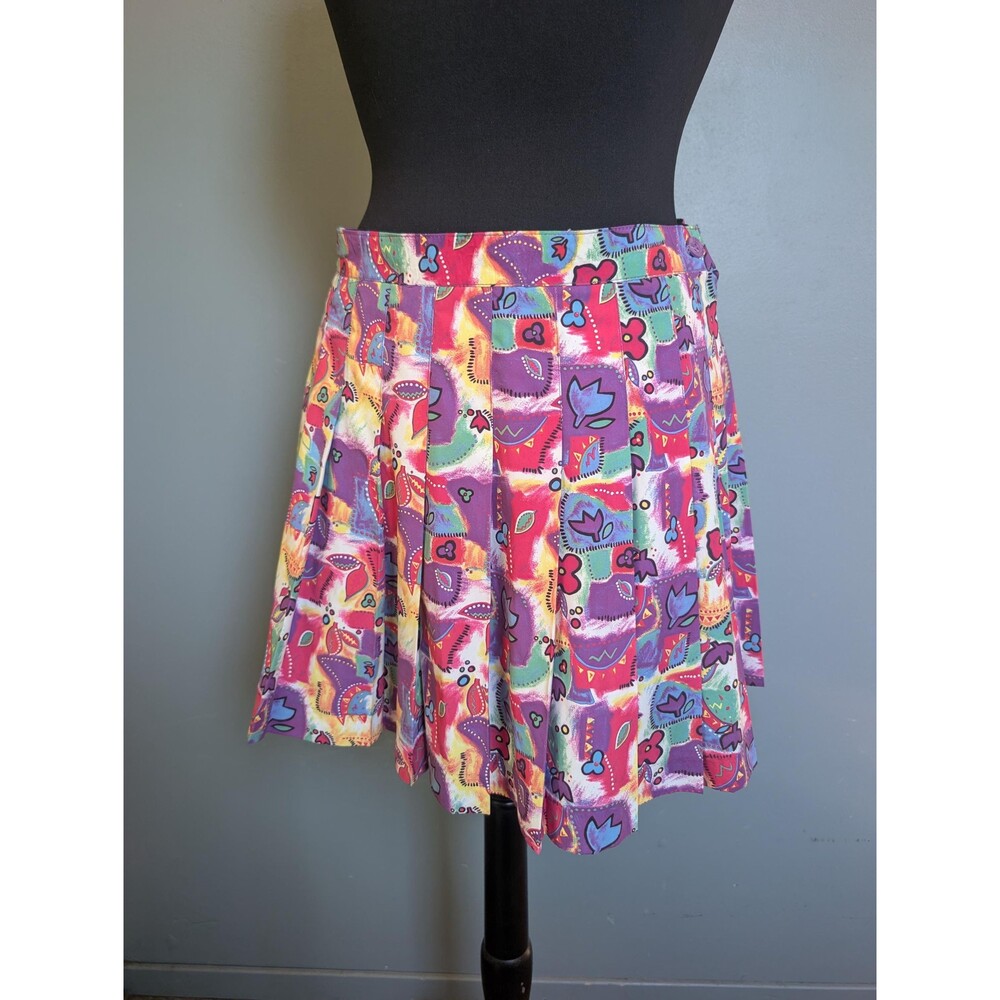 Vintage 80s Abstract Pleated Skirt - Le Coq Sportif, Size L